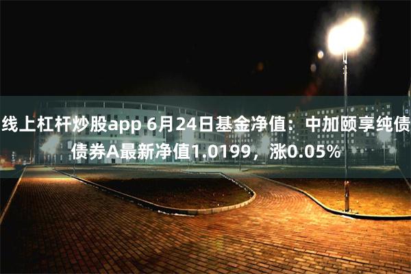 线上杠杆炒股app 6月24日基金净值：中加颐享纯债债券A最新净值1.0199，涨0.05%